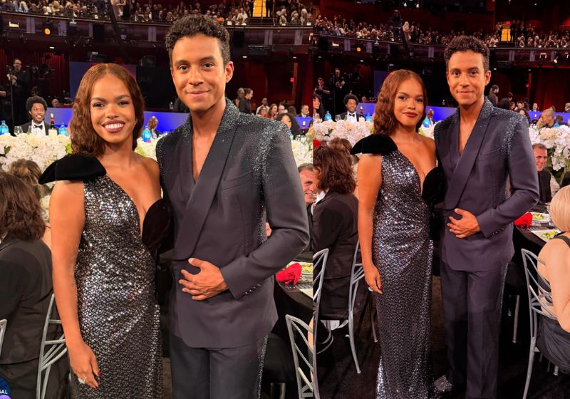 A atriz brasileira Jeniffer Nascimento encontrou e tirou fotos com Jaafar Jackson, que faz o tio Michael no filme no Festival AFI, nos EUA. - Fotos: reprodução / Instagram