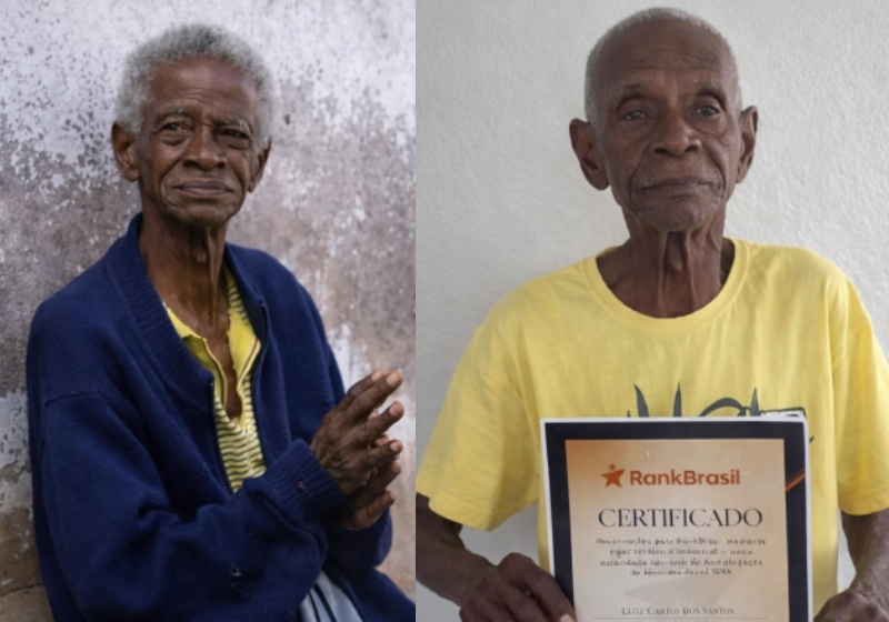 O idoso entrou para o livro dos recordes como o bomem mais velho do Brasil. Ele agora busca a marca mundial - Foto: redes sociais