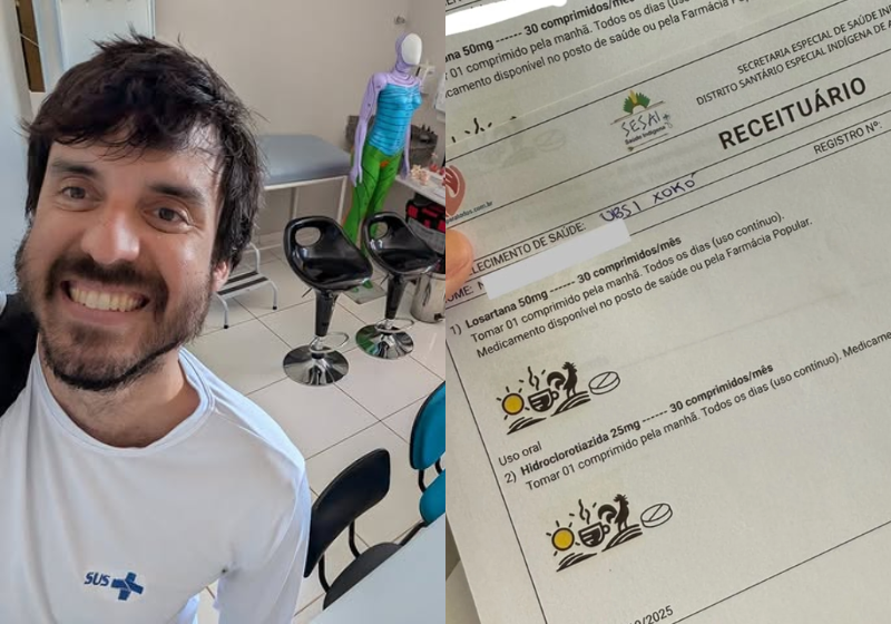 O médico criou receitas com desenhos para ajudar pacientes que não sabem ler a entenderem melhor as orientações - Foto: redes sociais
