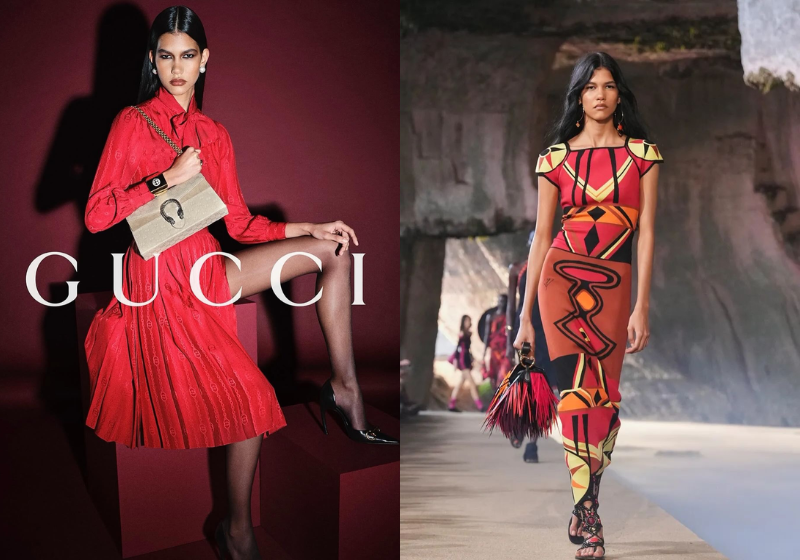 A modelo brasileira Gabriely Dobbins é a nova cara da Gucci. Ela coemorou a conquista nas redes - Foto: reprodução Instagram