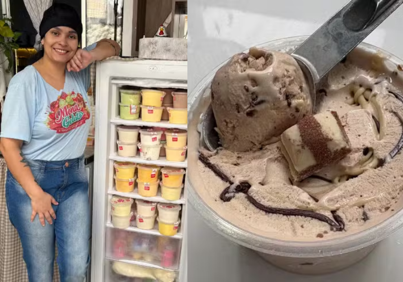 A mãe abandonou o emprego, inventiu menos de R$ 100 e passou a vender sorvete em casa para sustentar os filhos - Foto: redes sociais