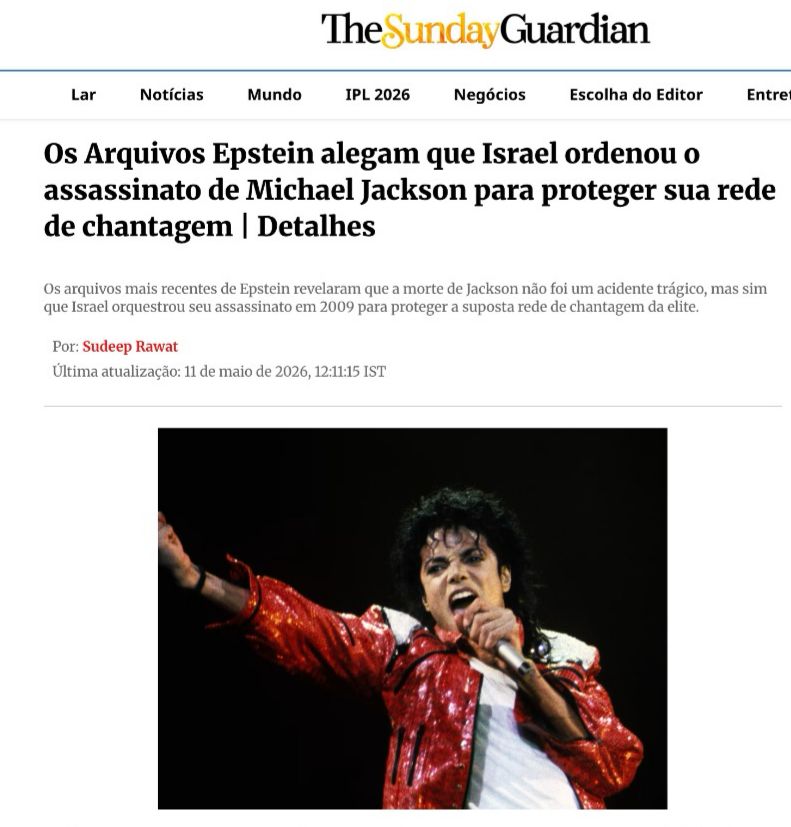 Matéria do The Sunday Guardian desta segunda-feira, 11 de maio de 2026. - Foto: reprodução/ The Sunday Guardian