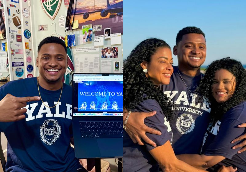 O brasileiro Thalles, de 23 anos, que morou na favela de Bangu, no Rio, conquistou uma bolsa integral de R$ 1 milhão na Universidade de Yale (EUA). - Fotos: Reprodução/ Instagram @thalleswinner