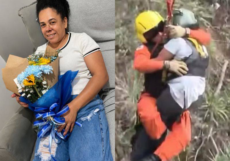 Ana Cláudia, a mulher jogada do penhasco pelo ex-companheiro teve alta e já está em casa, em MG. Ela recebeu flores dos filhos: "Vida nova". - Fotos: reprodução/ Instagram / @thaiane_eloisa