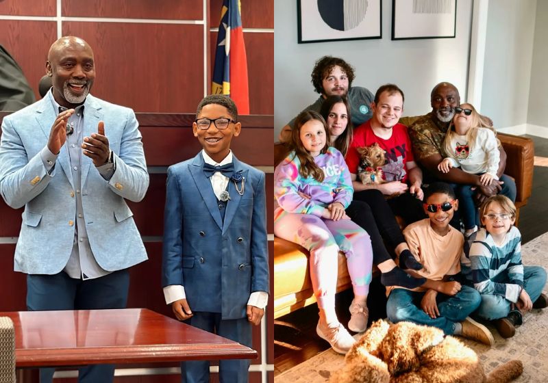 Peter, o pai solteiro que viveu nas ruas quando jovem, já acolheu 47 crianças e agora adotou um novo filho: o Elijah Mutabazi. - Fotos: reprodução/ Instagram / @fosterdadflipper