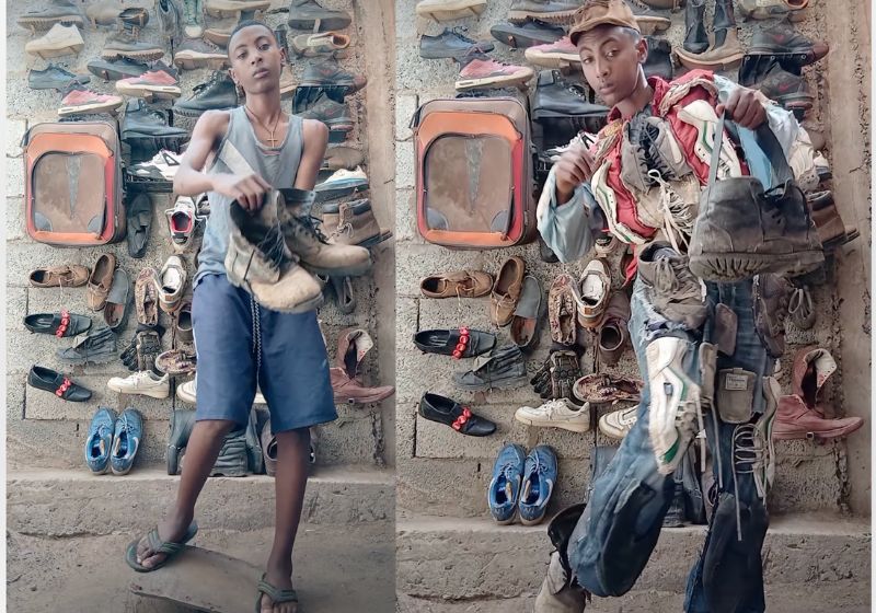 O jovem da Etiópia Kalu Putik viralizou por criar moda de um jeito inusitado: utilizando itens encontrados no lixo - Foto: reprodução/ Instagram @kaluputics