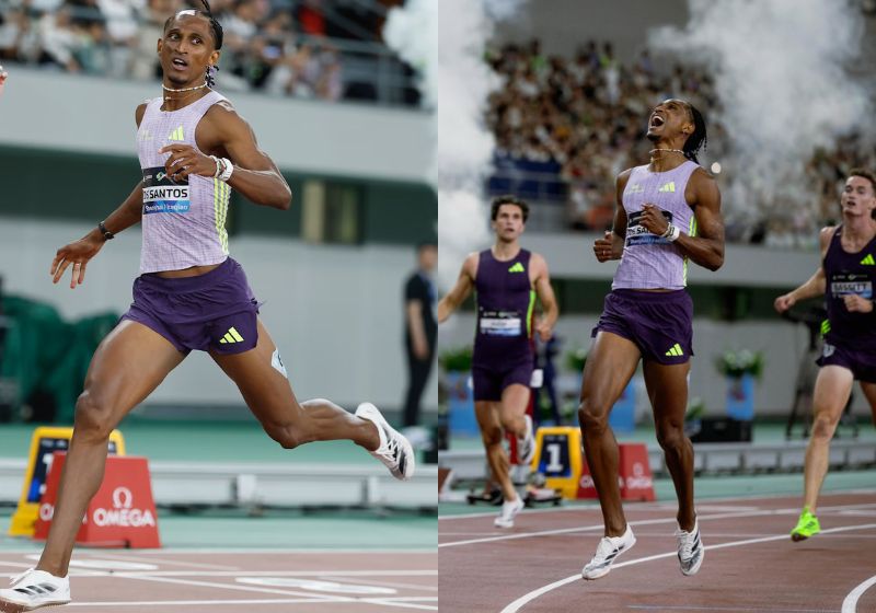O brasileiro Alisson dos Santos, o Piu, foi campeão dos 300, com barreiras na China e subiu no pódio com Matheus Lima que faturou bronze. - Fotos: Getty Images/Lintao Zhang / Instagram / @alisonsantos01_
