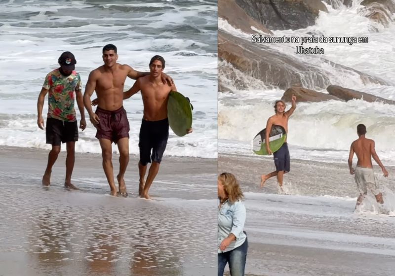 Daniel Azevedo é o brasileiro campeão mundial de skimboard que salvou um jovem turista de afogamento uma praia perigosa de Ubatuba. - Fotos: reprodução/ Instagram / @coelhosestradeiros