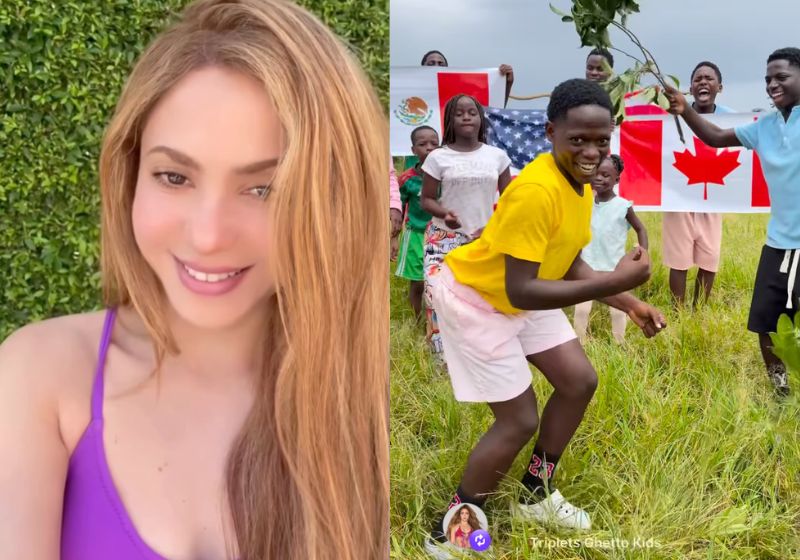A cantora Shakira gravou um vídeo para convidar crianças dançarinas de Uganda, na África, para dançarem com ela na final da Copa do Mundo. - Fotos: reprodução/ Instagram / @ghettokids_tfug