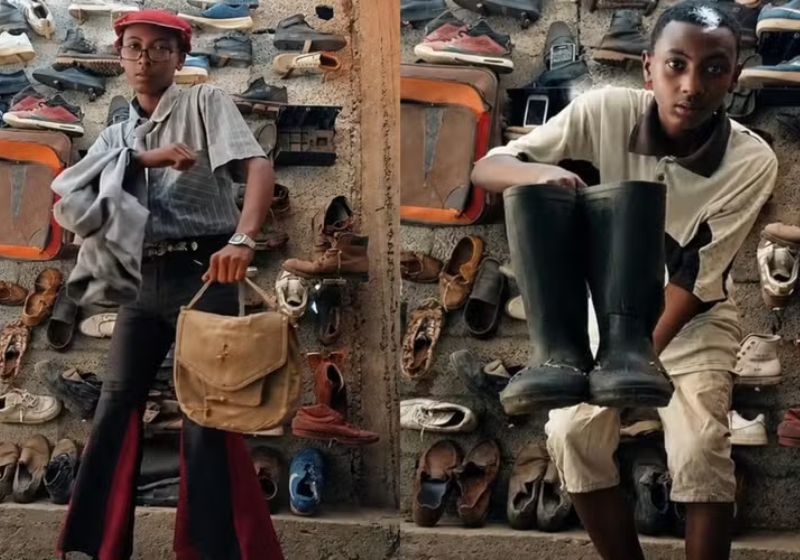 O jovem da Etiópia Kalu Putik viralizou por criar moda de um jeito inusitado: utilizando itens encontrados no lixo - Foto: redes sociais