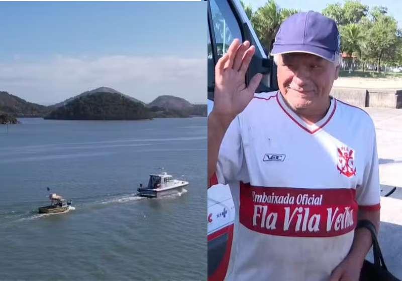 O pescador ficou 2 dias desaparecido e foi resgatado sem nenhum ferimento - Foto: TV Gazeta