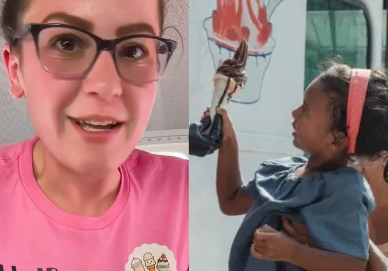 A dona da sorveteria deu o sorvete para o meino sem cobrar nada e uma corrente do bem se formou após o episódio viralizar - Foto: redes sociais