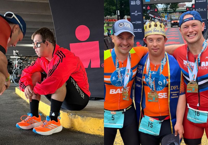 Chris Nikic, um atleta com síndrome de Down, completou a prova Ironman 70.3 em Massachusetts (EUA), no último fim de semana. - Fotos: reprodução / Instagram/ @chrisnikic