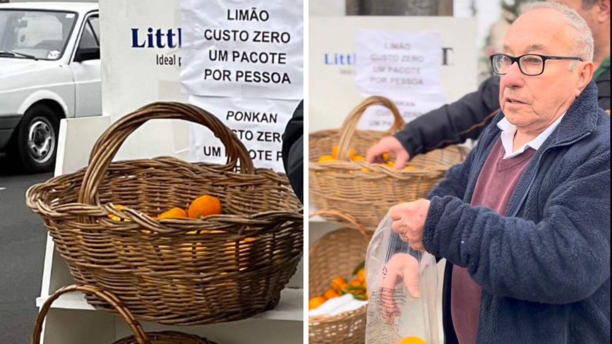 Seu Levi Imianoski faz questão de colher, cortar as frutas e deixar para a população de SC. -Foto: Arquivo pessoal/ Reprodução/ND Mais