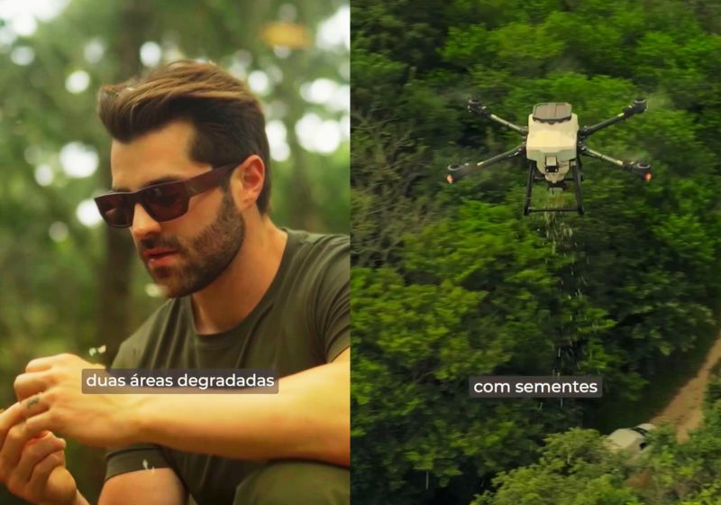 No dia do Meio Ambiente, o DJ Alok anunciou um projeto que usa a tecnologia dos drones dos shows dele para reflorestar a Mata Atlântica, em São Paulo. - Fotos: reprodução/ Instagram / @institutoalok