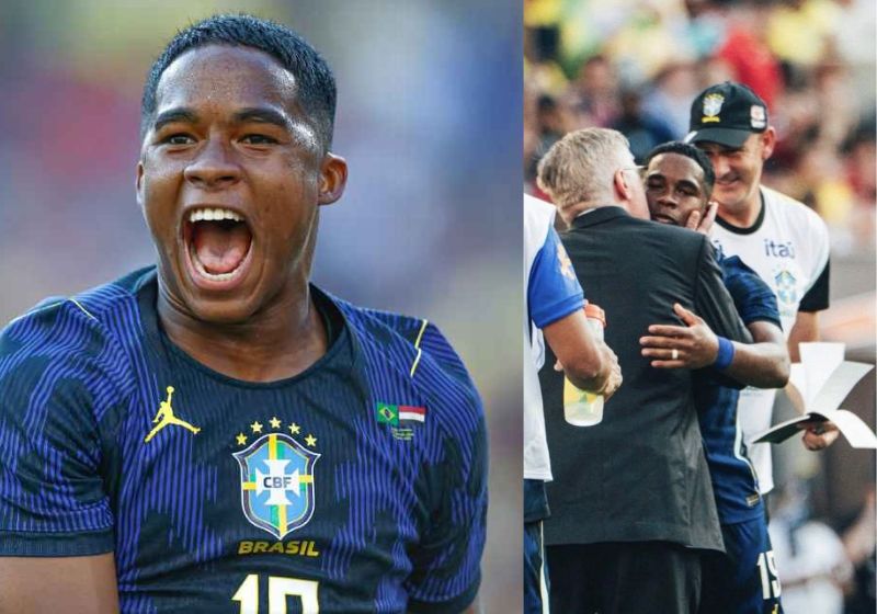 Ancelotti dá beijo em Endrick e faz elogios na vitória do Brasil contra Egito; Copa do Mundo