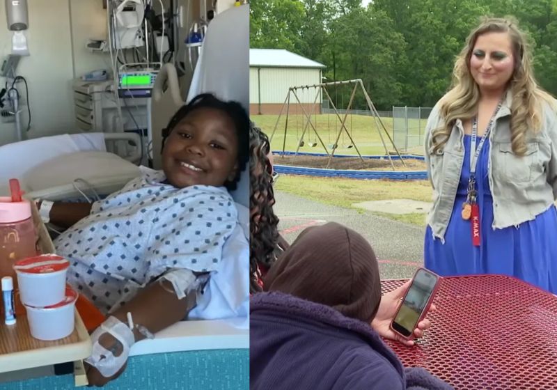 A professora de música Dominee fez um concerto com os alunos, em homenagem a Khalani, a aluna de 7 anos que tirou um tumor de 9 kg do fígado, nos EUA. - Fotos: WTVR CBS 6