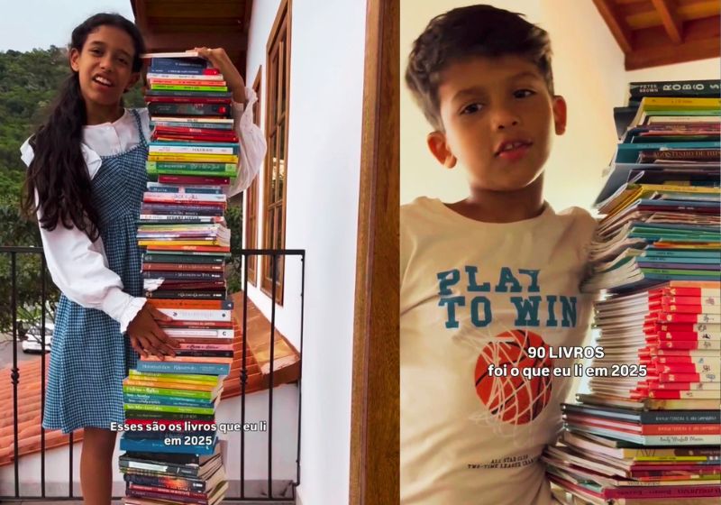 Menina brasileira de 11 anos já leu 150 livros. O irmão de 7 anos, 90 livros; vídeo