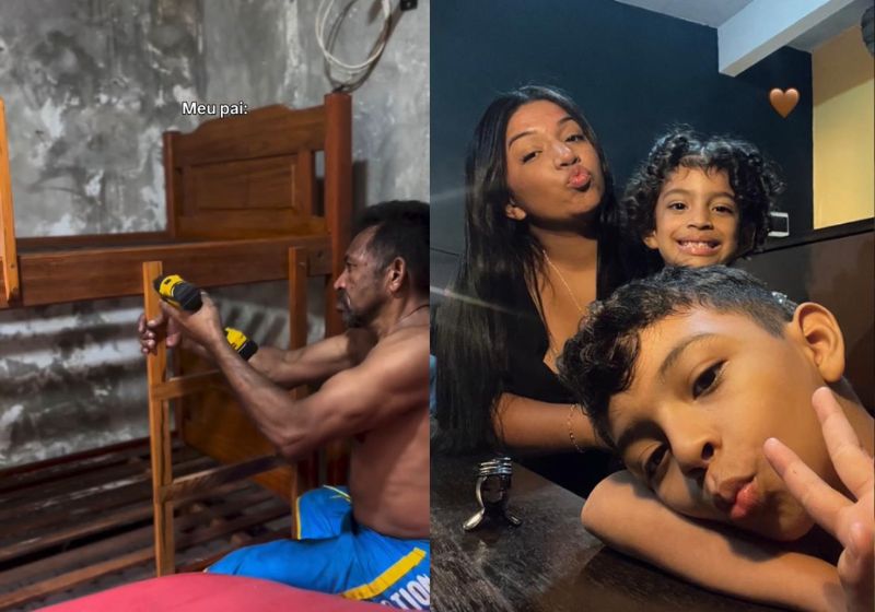 O seu Jonas acolhe nos netos, a filha e reforma a casa dele para receber a todos, depois que Leene foi traída e abandonada pelo ex, em Belém (PA). - Fotos: reprodução/ Instagram / @leenemoraes