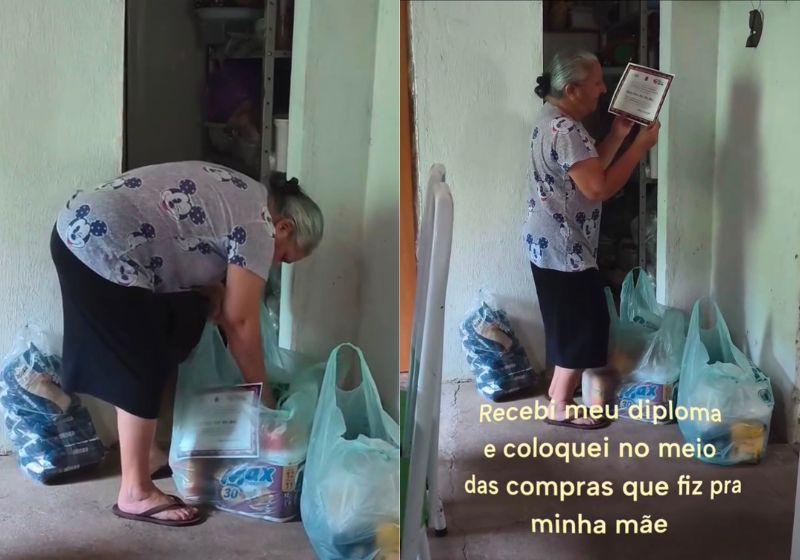 O vídeo da filha que fez a surpresa para a mãe e colocou o diploma no meio das compras viralizou com mais de 1 milhão de visualizações. - Fotos: reprodução/ Instagram/ @michelledellova