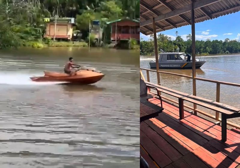 O Jetski de madeira criado pelo carpinteiro Cristiano Gonçalves do Pará impressiona a Marinha do Brasil. Tem motor Kawashima de 38 HP. - Fotos: reprodução/ Instagram/ @p.cristianogoncalves