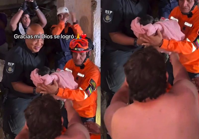 O bebê recém-nascido e a mãe sobreviveram mais de 32 horas sob os escombros em uma das cidades mais atingidas pelo terremoto na Venezuela. - Foto: reprodução/ Instagram/ @luiisrivasp