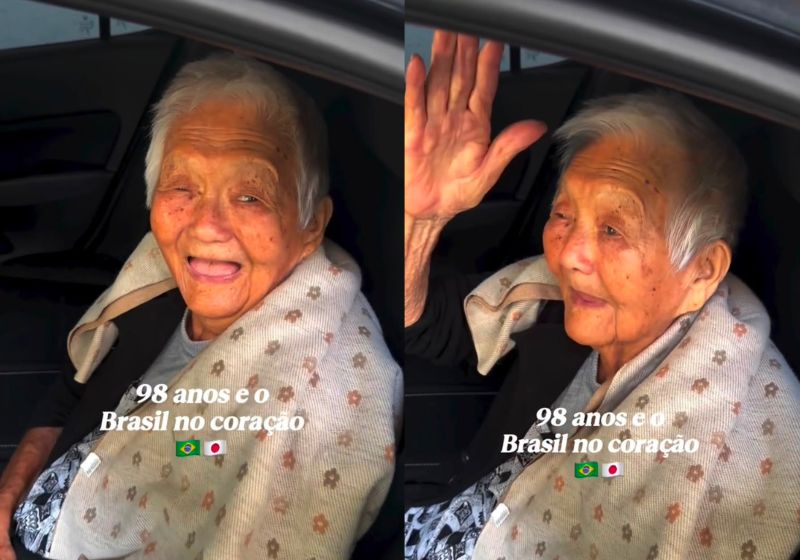 O vídeo dessa vovó japonesa, comemorando a vitória do Brasil contra o Japão na Copa, é tão fofo que foi visto 2 milhões de vezes no Instagram. - Fotos: reprodução/ Instagram/ @sauloyassuda