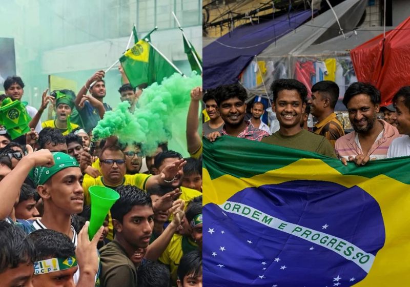 A maior torcida brasileira fora do Brasil fica em Bangladesh. Começou com Pelé e a identificação de povo pobre, preto e colonizado. - Fotos: Zabed Hasnain Chowdhury/NurPhoto/Getty Images