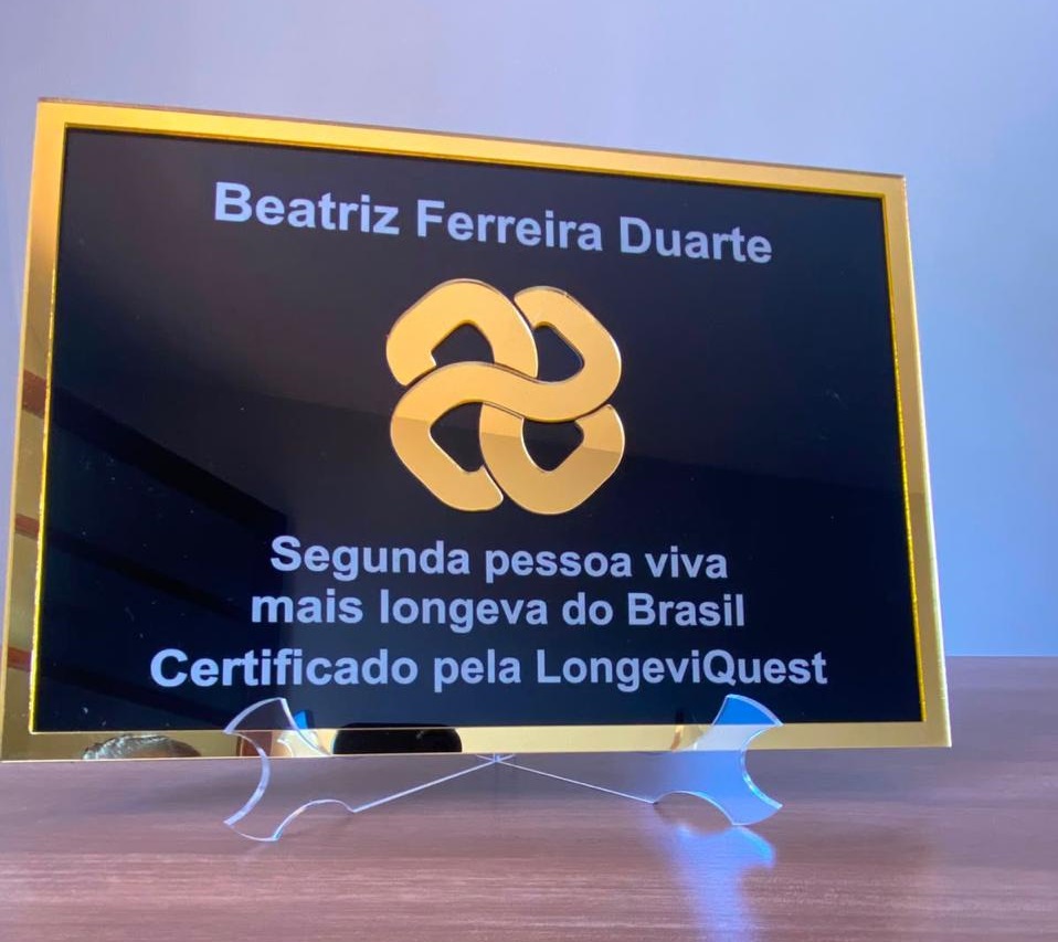 Dona Beatriz teve a idade certificada pela organização internacional LongeviQuest. - Foto: LongeviQuest/Divulgação
