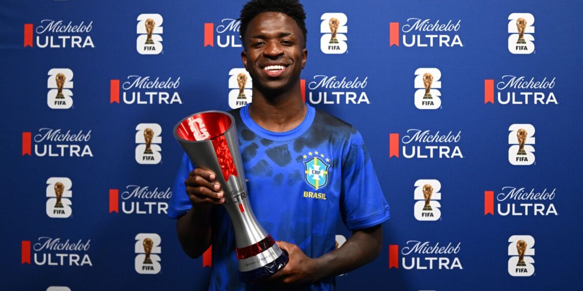 Vini Jr foi eleito o melhor jogador da partida contra o Haiti. - Foto: Getty Images