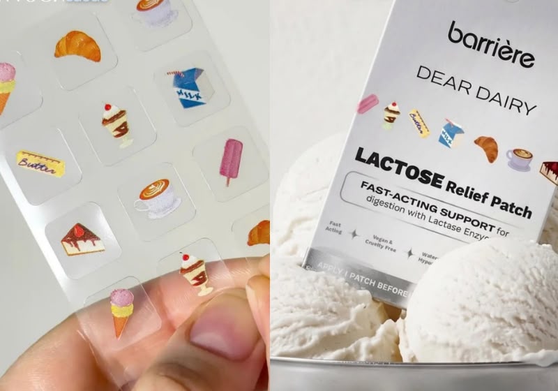O adesivo para intolerância à lactose promete liberar 2,5 mg de lactase pela pele por até 12 horas. Foto: Barrière/Divulgação.