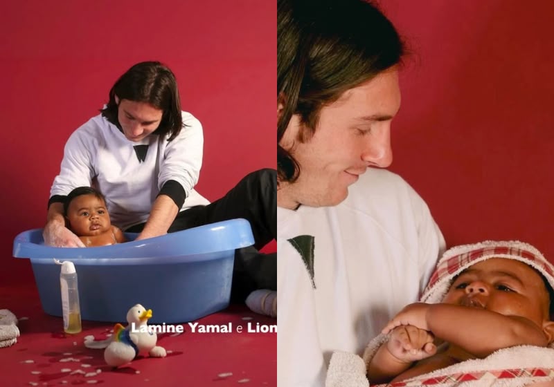 Na final deste domingo da Copa do Mundo, entre Argentina x Espanha, Messi vai enfrentar Yamal, o menino que segurou no colo quando bebê, em 2007. - Fotos: Joan Monfort