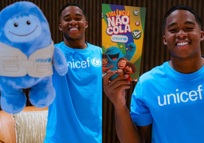 Endrick é nomeado embaixador do UNICEF no Brasil e se torna o primeiro atleta a assumir a função no país. Foto: UNICEF