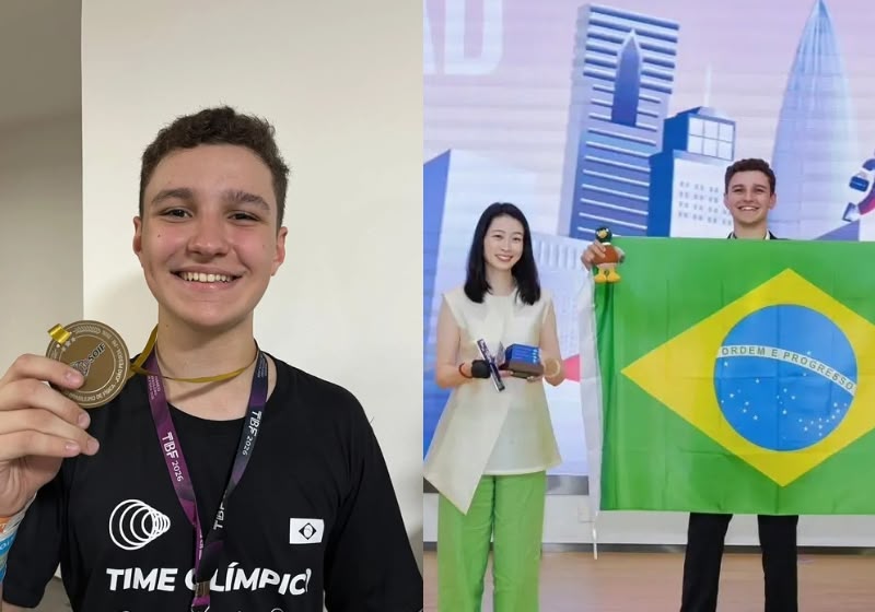Arhur, o brasileiro que tirou a maior nota do mundo na Olimpíada de Economia e conquistou foi ovacionado na China. - Fotos: Arquivo pessoal