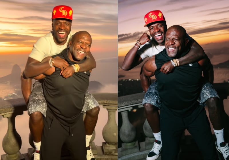 Vinicius Jr. e Terry Crews se encontraram no Cristo Redentor após meme viralizar. - Foto: Reprodução/ Instagram/ @vinijr