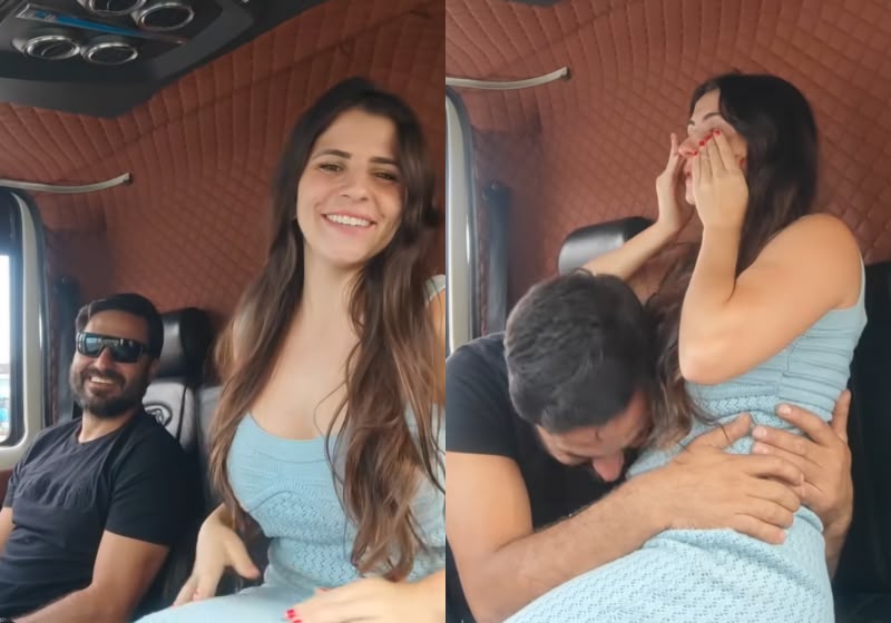 Pâmela é o nome da mulher que surpreende o marido ao revelar a gravidez, após quase uma década de tentativas, em Guarapuava (PR). - Foto: Reprodução/Instagram/ @pamelagarciazvy