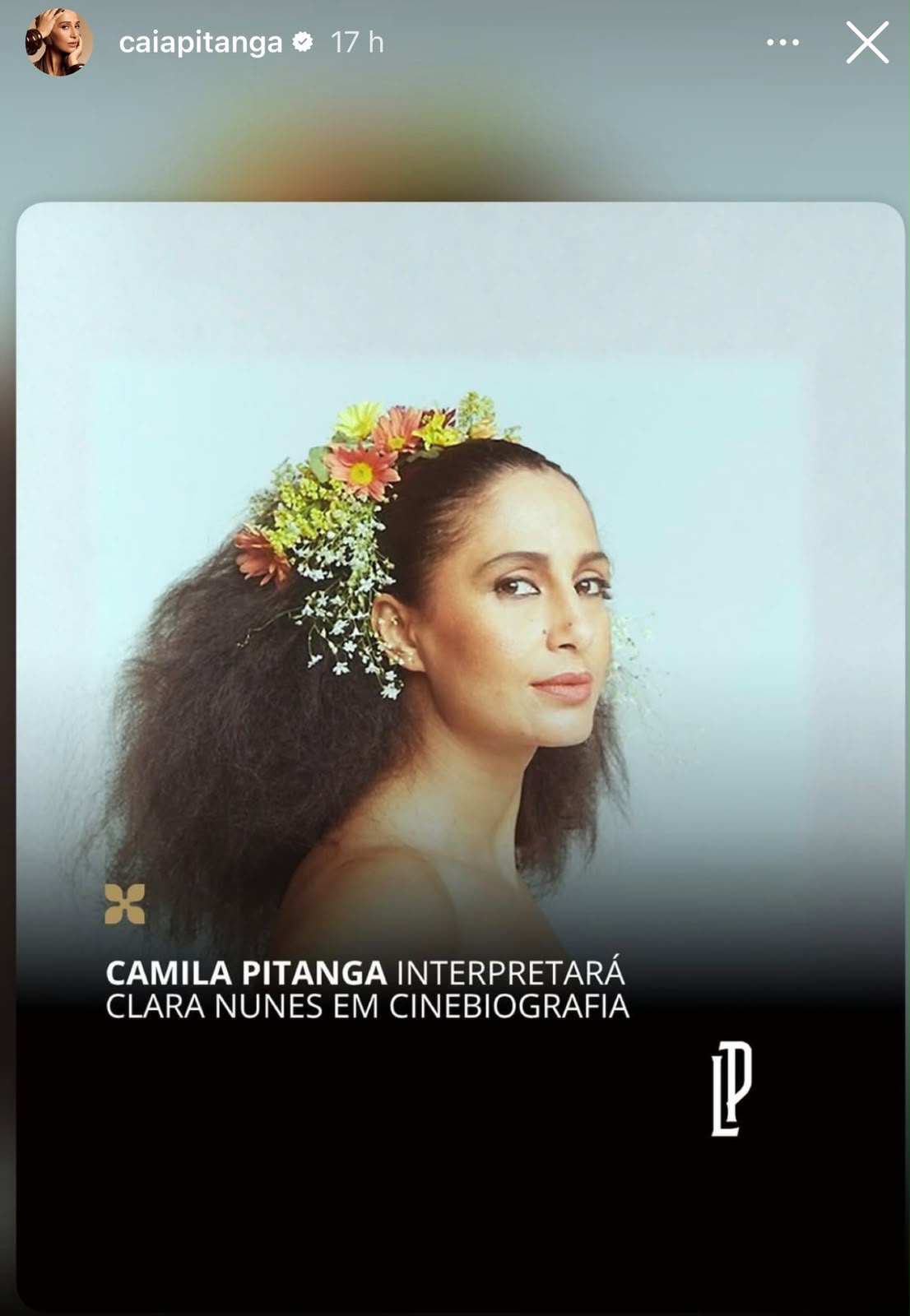 Camila Pitanga nao fez comentários, apenas postou a foto nos stories. Foto: reprodução/ Instagram/ @caiapitanga