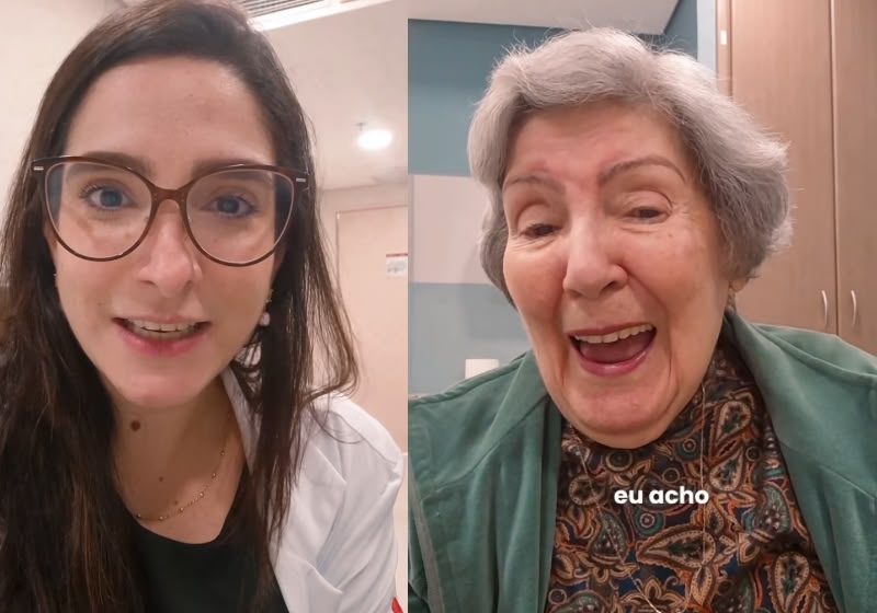Dona Alayr, de 101 anos, mantém rotina ativa e impressiona até a geriatra em SP.- Foto: Reprodução/ Instagram / @dranataliacaminha