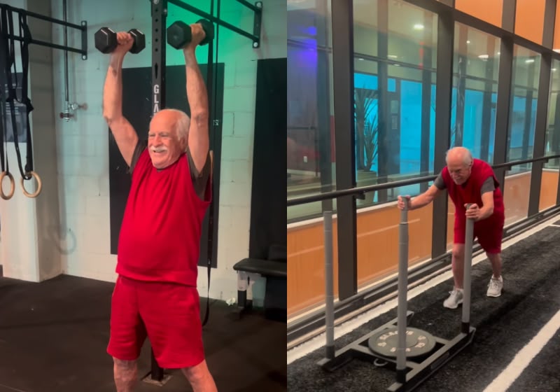 O ator Ary Fontoura mostra a rotina de treinos aos 93 anos na academia e inspira seguidores com mensagem de incentivo. - Foto: Reprodução/Instagram @aryfontoura