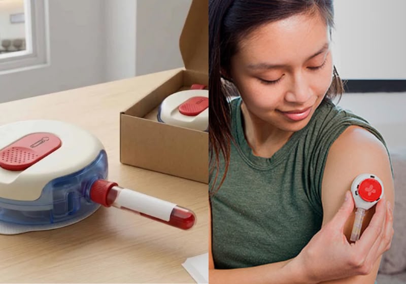 O novo dispositivo faz coleta de sangue sem a tradicional picada de agulha. - Foto: Reprodução/ Allcrom