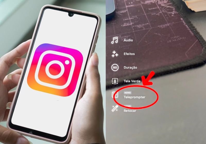 O Teleprompter chegou ao Instagram e vai ajudar a gravar vídeos com mais rapidez. É só copiar e colar seu texto para ler. É gratuito. - Fotos: reprodução Techtudo/SNB
