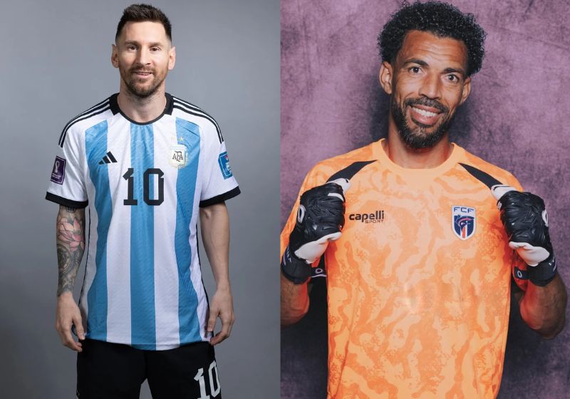 Messi e Vozinha. A maioria dos brasileiros deve torcer para Cabo Verde contra a Argentina hoje na Copa do Mundo, por vários motivos. - Fotos: Afa/ Instagram/ @vozinha1