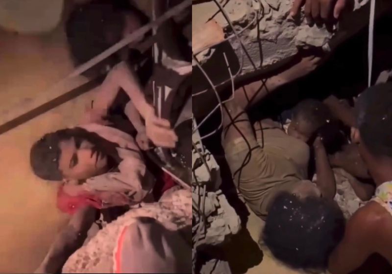 As quatro pessoas resgatadas vivas do terremoto Venezuela esta madrugada são um homem, uma mulher e duas crianças. "Um milagre". - Fotos: reprodução/ Instagram/ @aragua_press / @javierhalamadrid/ Impreso Periódico Digital
