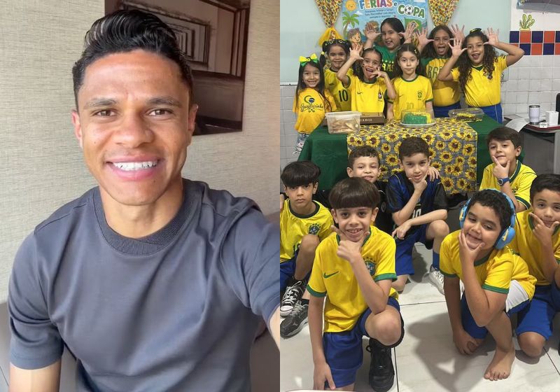 Douglas Santos gravou o vídeo para os alunos depois que descobriu que a professora de João Pessoa (PB) usava a história do jogador para inspirar os alunos. - Fotos: reprodução/ ge