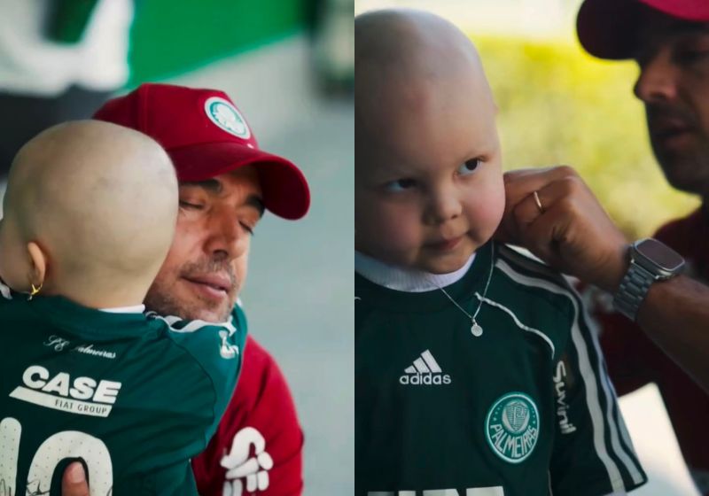 A menina Maitê vence o câncer, conhece Abel Ferreira e realiza o sonho de visitar a Academia de Futebol do Palmeiras, em São Paulo. - Fotos: reprodução/ Instagram/ @palmeiras