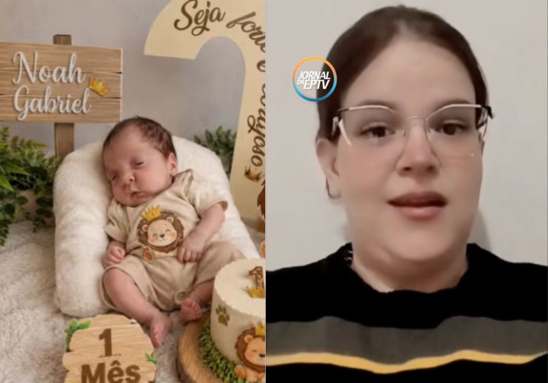 Bebê Noah, dado como morto no hospital, está se recuperando bem em Bauru (SP). A mãe diz estar "em êxtase" vendo o filho reagindo. - Fotos: Arquivo Pessoal/ EPTV