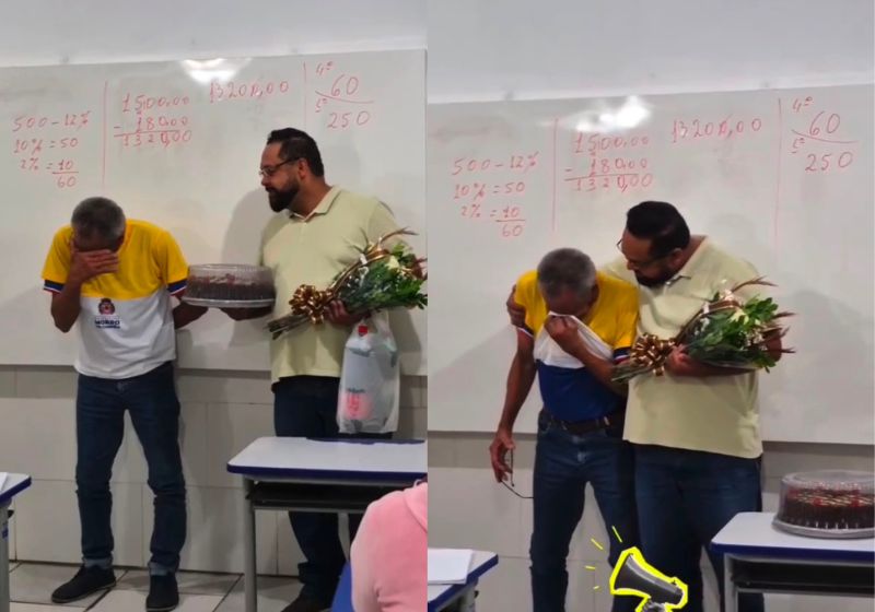 O professor Pertiano homenageia o pai idoso, que voltou a estudar na EJA na BA, e vídeo da surpresa emocionante já ultrapassa 1 milhão de visualizações. - Fotos: reprodução/ Instagram/ @xperty23