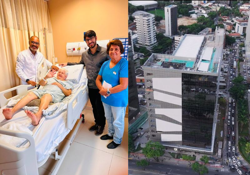 A dona Antônia pode entrar para o Guinness como a paciente mais idosa a fazer cirurgia de fêmur: 114 anos. Ela fez a cirurgia no Hospital Ariano Suassuna, da Rede Hapvida, no Recife (PE). - Fotos: arquivo pessoal/divulgação