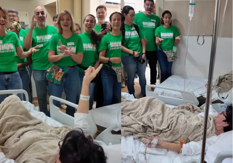 Paciente canta e se diverte com o grupo Cantareiros durante visita a hospital no Rio de Janeiro (RJ). Foto: Reprodução/Instagram @cantareiros