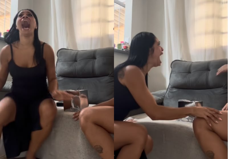 Priscila Faria não segurou a emoção ao descobrir a gravidez da nora, Tiffany, no Rio de Janeiro. Foto: Reprodução/Instagram @tiffanysqr